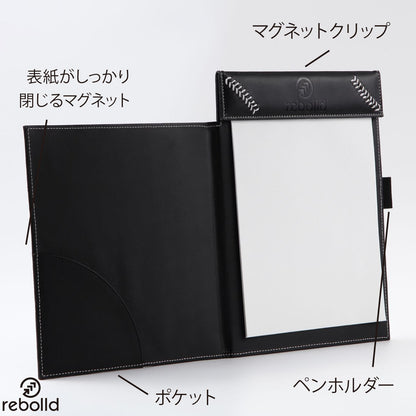 野球ボールデザイン マグネット式バインダー A4用紙サイズ