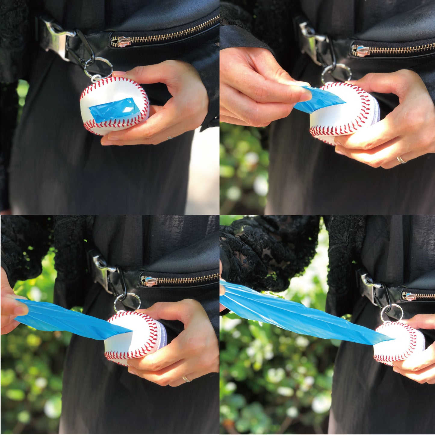 野球ボール型携帯エチケット袋ケース　袋48枚付き