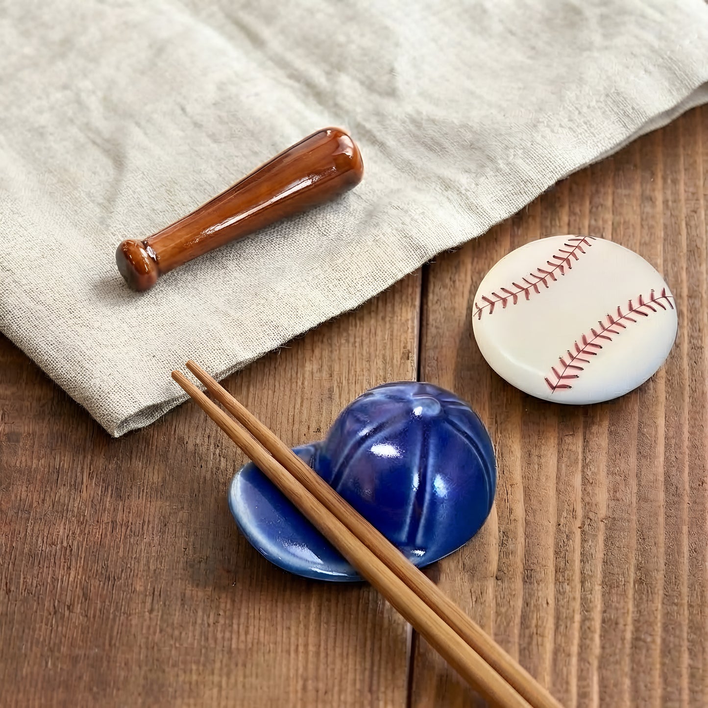 【波佐見焼】野球デザイン 箸置き3点セット（キャップ・ボール・バット）
