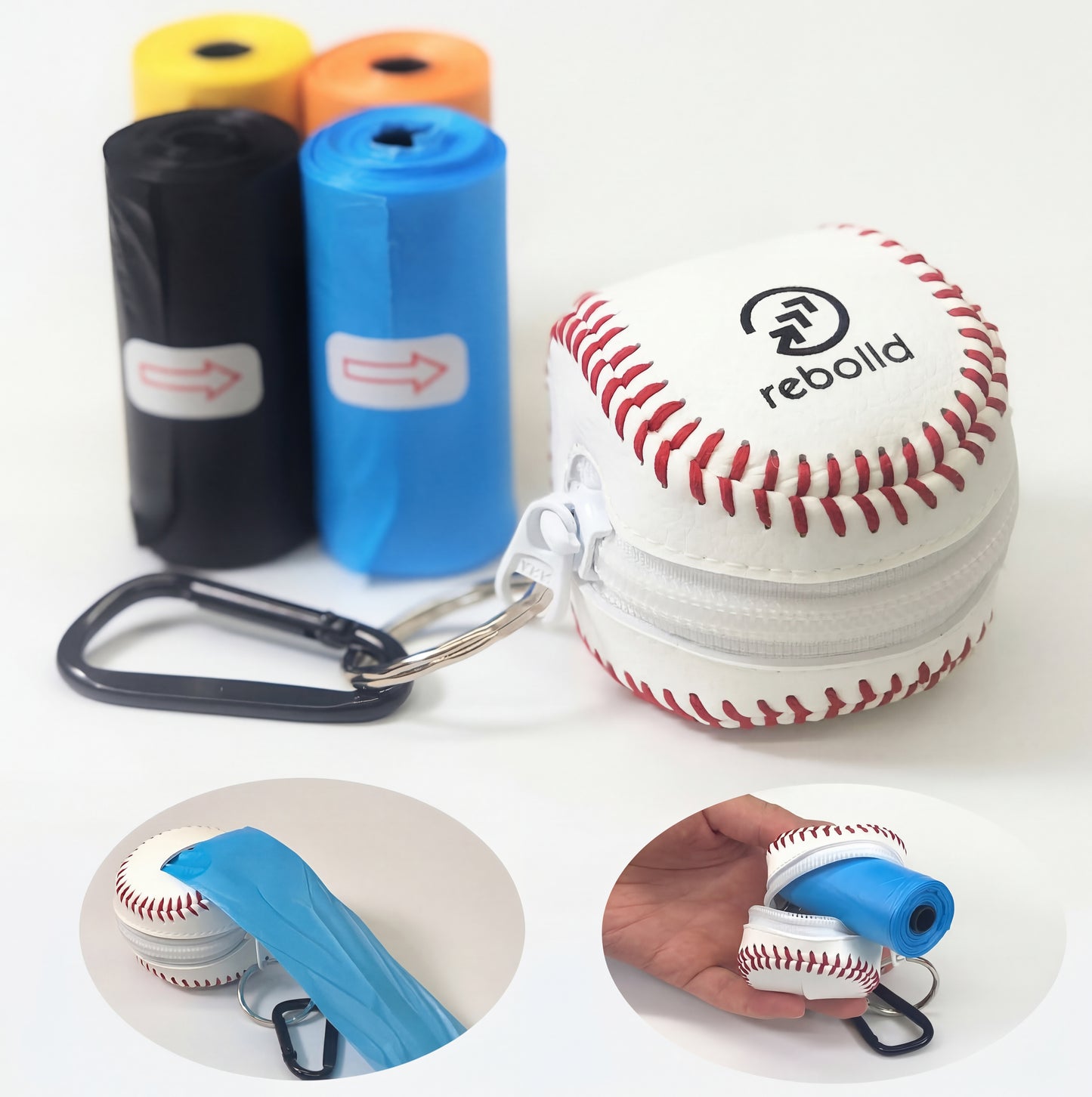 野球ボール型携帯エチケット袋ケース　袋48枚付き